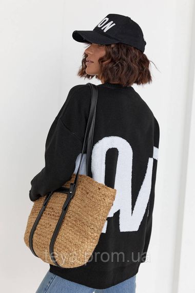 Удлиненная женская кофта с надписью на спине Love цвет черный размер S FL_000499 | Зображення 1