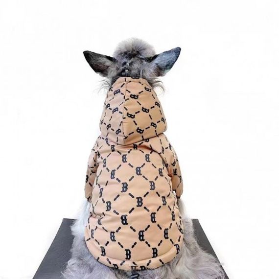 Брендовая зимняя куртка для собак BURBERRY с капюшоном, на змейке, коричневая | Зображення 6
