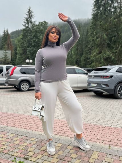 Женская теплая водолазка на термо флисе Ri291 цвет серый, размер 54/58