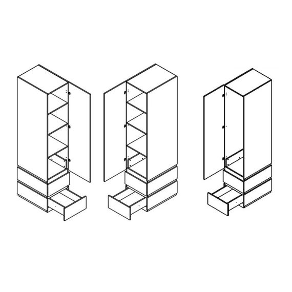 Шафа-пенал з ящиками Гербор Лаєр SZF1D2S Венге магія/Ясен сніжний (GRB-1050) | Зображення 1