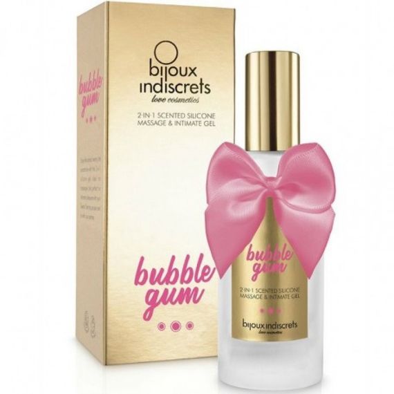 Масажний гель-лубрикант 2 в 1 на силіконовій основі Bijoux Bubblegum з ароматом жуйки, 100 мл Sex Aura