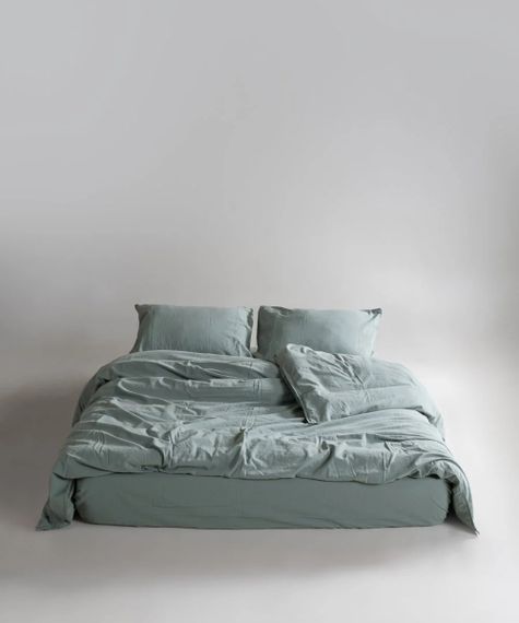 Постельное белье Limasso Stonewashed Ranforce 200 х 220 см Natural Green