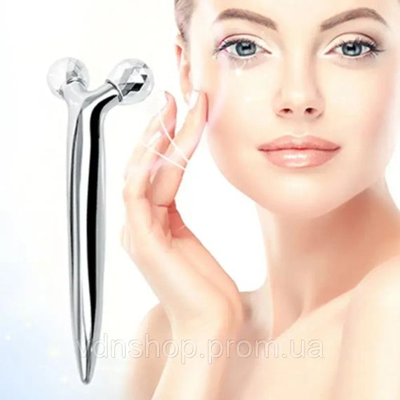 Роликовий ручний масажер для обличчя з 3D кульками LBJ-116B 3D Massager Сріблястий | Зображення 2