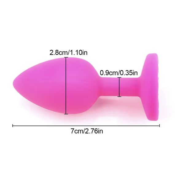 Анальна пробка з кристалом, рожева анальна пробка, анальна пробка зі стразою маленька S | Зображення 6