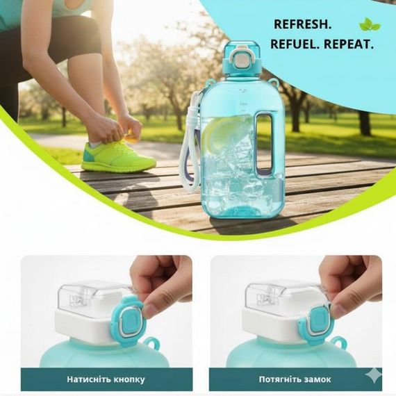 Спортивная бутылка ST-YIBEN (750 мл) - Эко-пластик BPA-free, Бирюзовая | Зображення 2