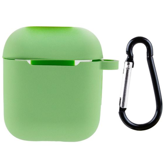 Силіконовий футляр New з карабіном для навушників Airpods 1/2 М'ятний/Mint