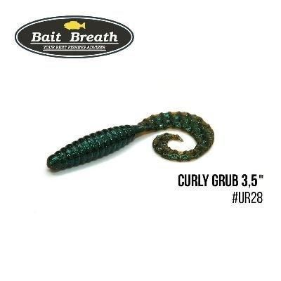 Силіконова приманка, Їстівний силікон Bait Breath Curly Grub 3,5" (10 шт.) (Ur28 Motoroil/green)