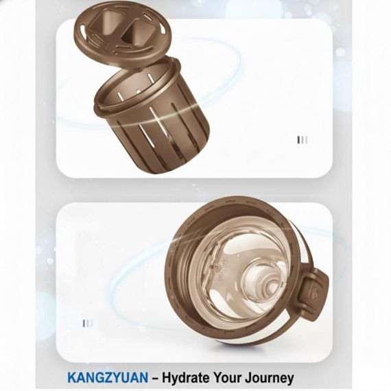 Спортивна пляшка KANGZYUAN 1000 мл (1 л) — Коричнева Tritan BPA-free, ударостійка еко-пляшка з трубочкою та ремінцем | Зображення 5