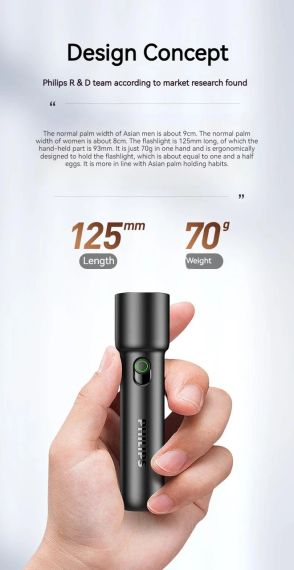 Тактичний міні-ліхтар Philips SFL1235 — EDC, USB, потужний кишеньковий | Зображення 6