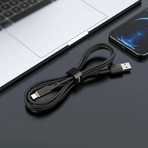 Кабель ACEFAST C2-02 USB to iP 2.4A, 1.2m, silicone, zinc connectors, Black | Зображення 3