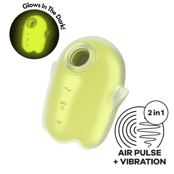 Вакуумний кліторальний стимулятор з вібрацією Satisfyer Glowing Ghost Yellow, світиться в темряві Sex Aura