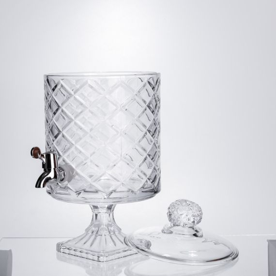 Лимонадниця зі скляним краном 39 см 4,5 л прозора на підставці HP-19-3 | Зображення 7