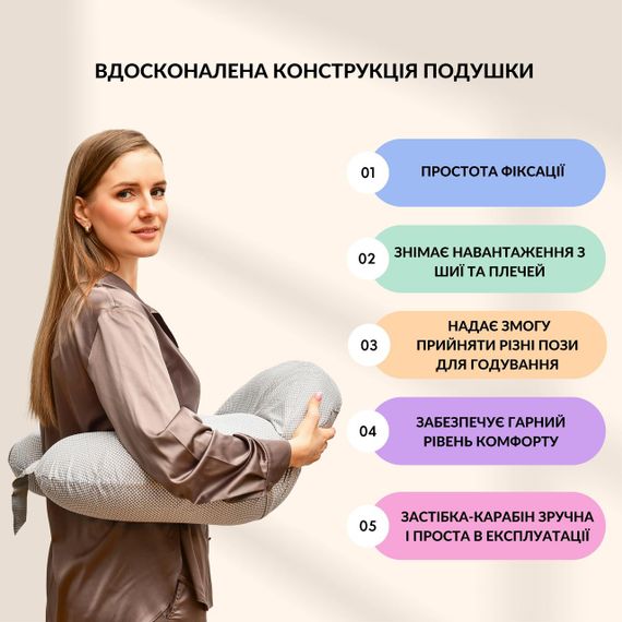 Подушка для годування Диванчик 60х70х16 см бавовна антиалергенне волокно горошок сірий (8-35409*002) | Зображення 4