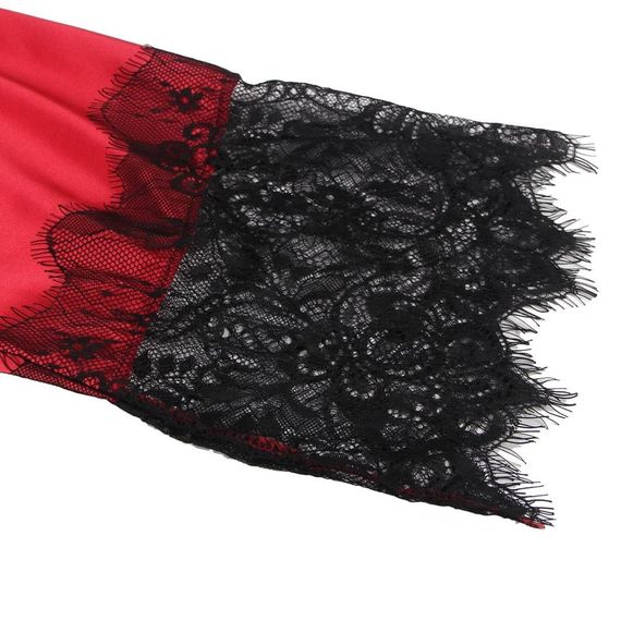 Халат з мереживною спинкою Star Night з поясом та стрінгами, червоно-чорний, XS-S Sex Aura | Зображення 6