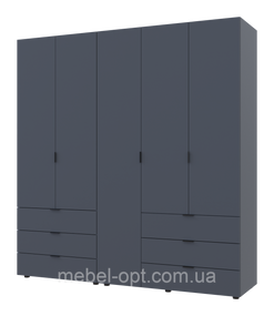 Распашной шкаф для одежды Гелар комплект Doros цвет Графит 2+3 двери ДСП 193,7х49,5х203,4 (42002132)