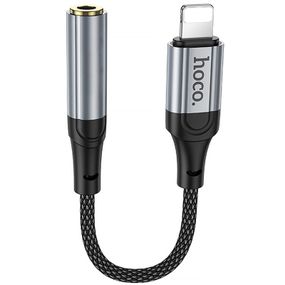 Аудіо кабель Aux Hoco LS36A Fresh 3.5mm to Lightning (0.12m) Metal gray