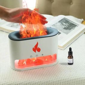 Зволожувач повітря Нічник Docsal Flame з ультразвуковим зволоженням і соляними каменями Білий