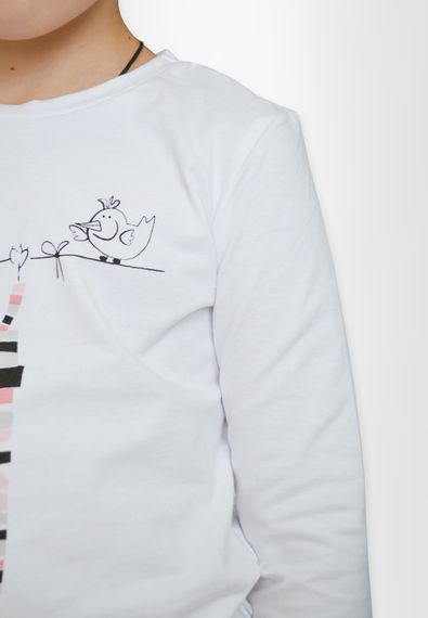 Піжама для дівчат біла з котиками, 110 | Зображення 4