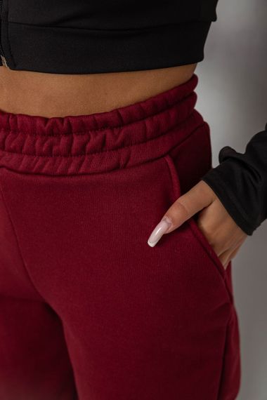 Спортивные штаны женские на флисе  -уценка, цвет бордовый, 238R58671-U | Зображення 4
