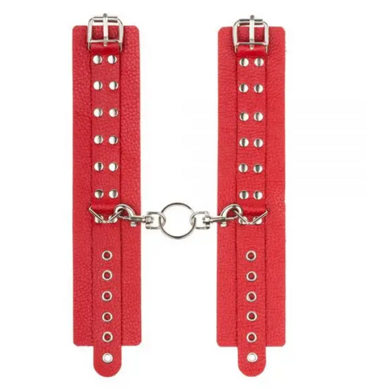 Наручники Leather Rastraints Hand Cuffs, Red Sex Aura | Зображення 1