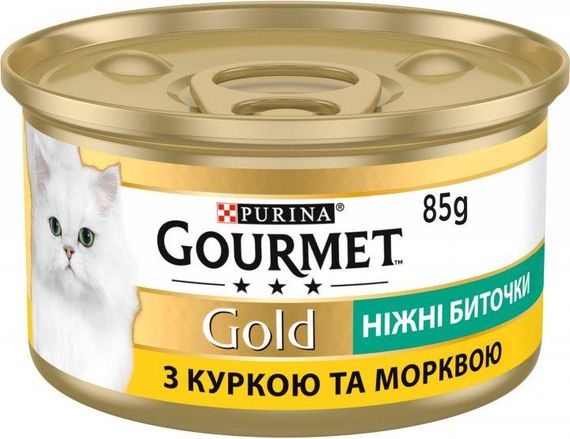 Вологий корм Gourmet Gold для дорослих котів, курка та морква 48х85г