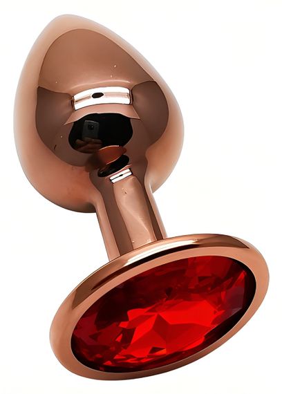 Анальна пробка з кристалом EGZO - Dark Gold Round Plug Red, size S sexstyle | Зображення 1