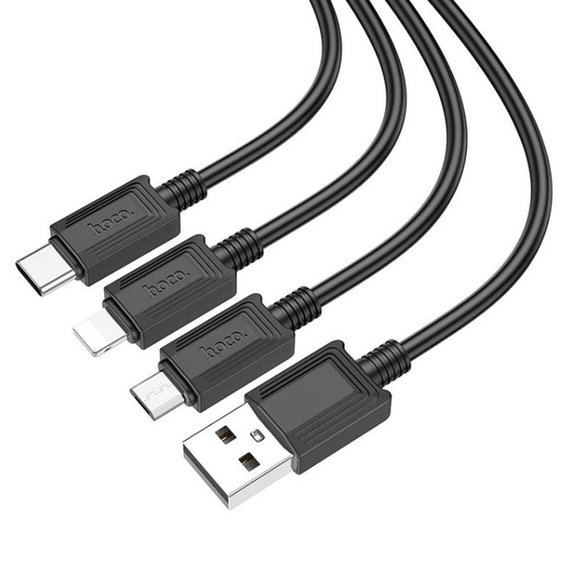Кабель 3в1 Hoco X74 USB Micro/Lightning/Type-C 2A 1m | Зображення 1