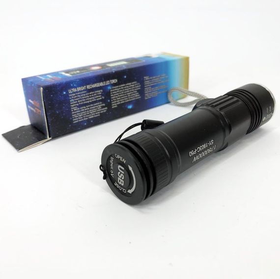 Кишеньковий ліхтар із USB зарядкою SY-1903C-P50+SMD+RGB Alarm / Ліхтарик світлодіодний для туриста / Потужний акумуляторний YZ-591 | Зображення 7
