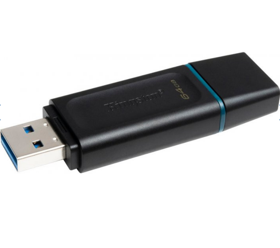 Флешка 64Гб USB 3.2 чорний/блакитний DT Exodia Kingston | Зображення 1