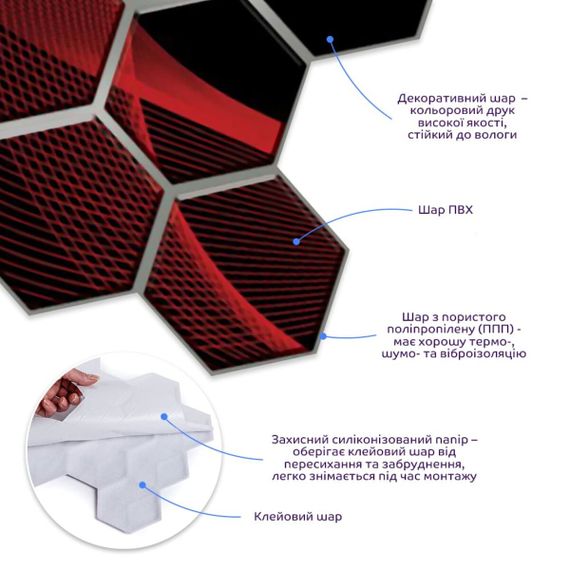 Декоративна ПВХ плитка на самоклейці 280х300х5мм Соти, ціна за 1 шт. (СПП-503) SW-00000667 | Зображення 1