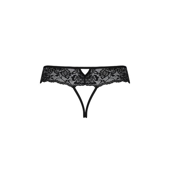 Мереживні стрінги з доступом Passion SENIA THONG L/XL, black | Зображення 5