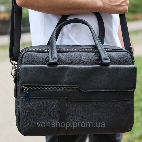 Чоловіча ділова сумка зі шкіри 39х29х10, класичний портфель для ноутбука та офісу, сумочка для студента, чорний