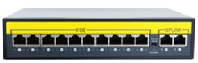 POE комутатор Merlion 10 POE 10/100 + 2 RJ45 10/100 вбудований блок живлення 52V 2.5A