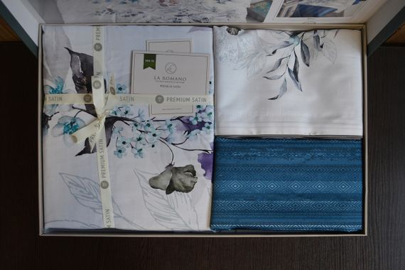 Постельное белье La Romano Premium Satin 200×220 Floral Blue | Зображення 6
