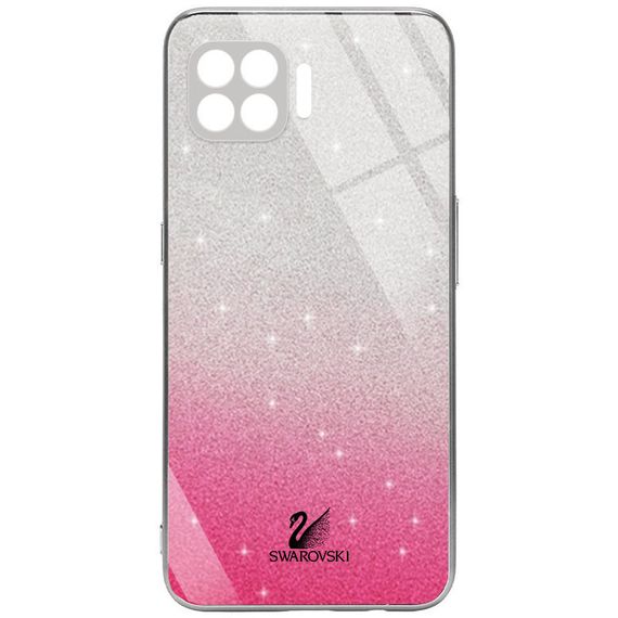 TPU+Glass чохол Swarovski Full Camera для Oppo A73 Cтекло, Малиновий