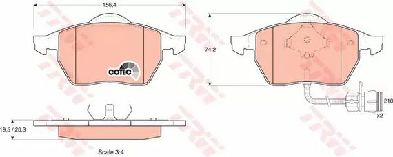 Колодки гальмівні дискові AUDI 100 (44, 44Q, C3, 4A, C4) передн.  TRW (GDB1049)