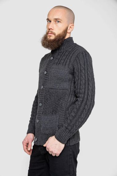 Кофта чоловіча на ґудзиках, колір темно-сірий, 214R10633 | Зображення 2