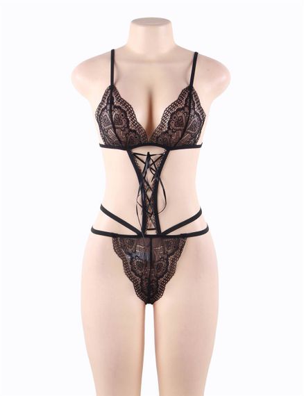 Комплект прозорої мереживної білизни Star Night Sheer Lace Teddy, чорний XS-S | Зображення 2