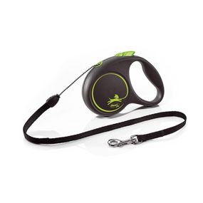 Рулетка Flexi Black Design S, трос 5 м, зеленый