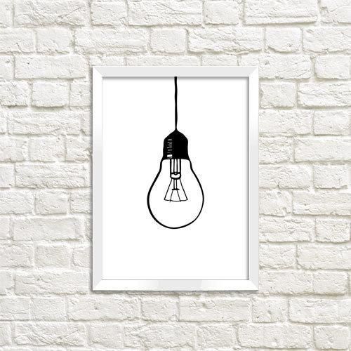 Постер в рамке Лампочка 15x21 см, A5 (WMT5_ART063_WH)