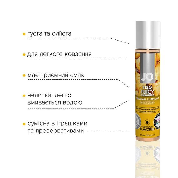 Змазка на водній основі System JO H2O — Juicy Pineapple (30 мл) без цукру, рослинний гліцерин | Зображення 2