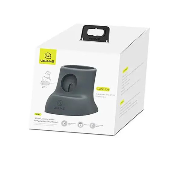 Силіконова підставка для заряджання Usams US-ZJ051 2in1 Grey | Зображення 2