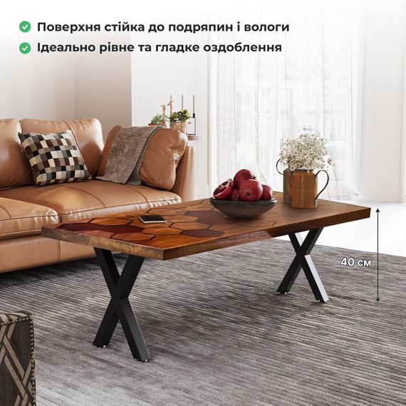 Стіл "Соти" із натурального ясеня та епоксидної смоли 118х58 см | Зображення 5