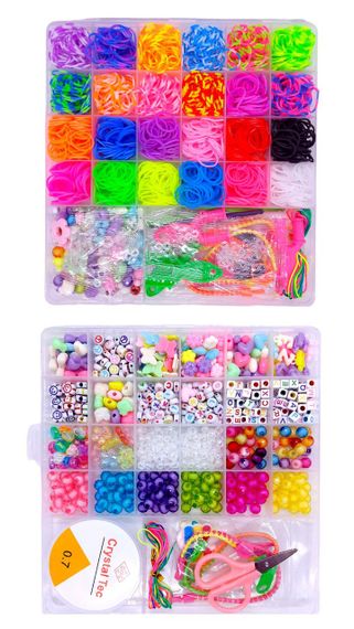 Набор резинок для плетения браслетов Loom Bands 1500 шт 2 яруса кейс с бисером бусинами и аксессуарами | Зображення 4