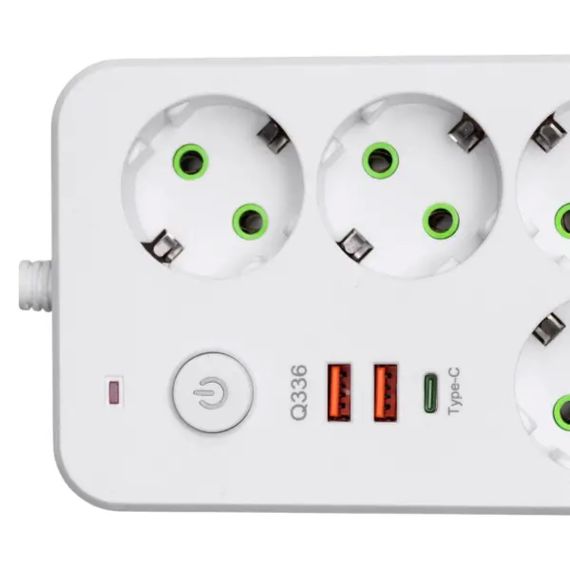 Мережевий фільтр-подовжувач 4 розетки 2xUSB-A 1xUSB-C 5м білий HP-5-47 | Зображення 2