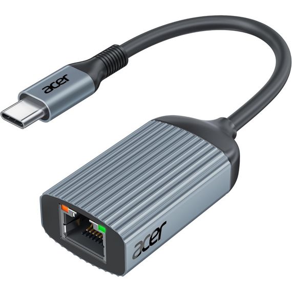 Адаптер Acer USB-C — Ethernet (RJ45) — перехідник Type-C до мережевого інтерфейсу, сумісний із Thunderbolt 3/4, алюмінієвий корпус
