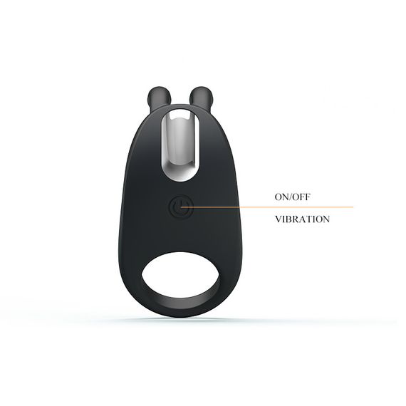 Ерекційне віброкільце Pretty Love Rabbit Vibrator з кліторальною стимуляцією, чорне Sex Aura | Зображення 4