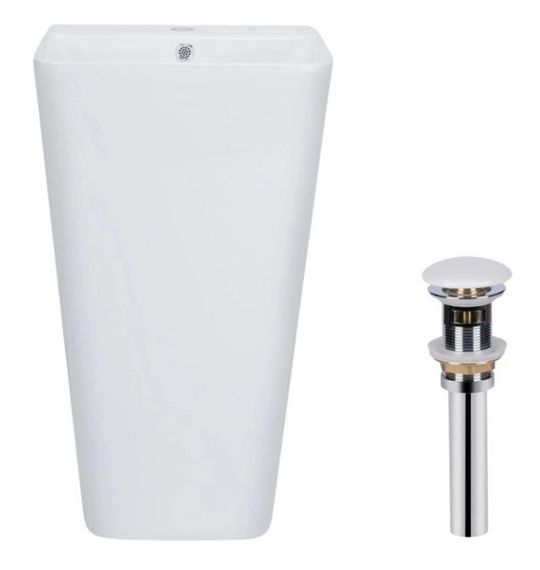 Комплект Qtap Tern: Раковина підлогова моноблок 440х380х830 мм White + Донний клапан PU02O (QT1711G302WN47320)