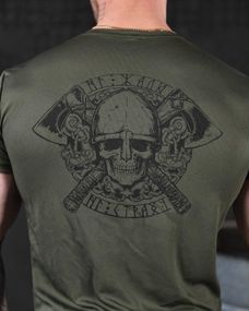 Тактическая потоотводящая футболка Odin  олива череп ВТ6661