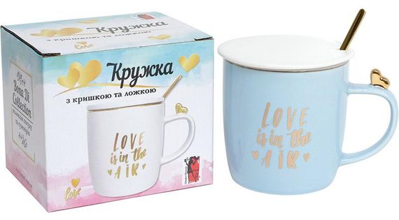 Кружка порцелянова "Love is in the air" 375мл з кришкою і ложечкою | Зображення 1